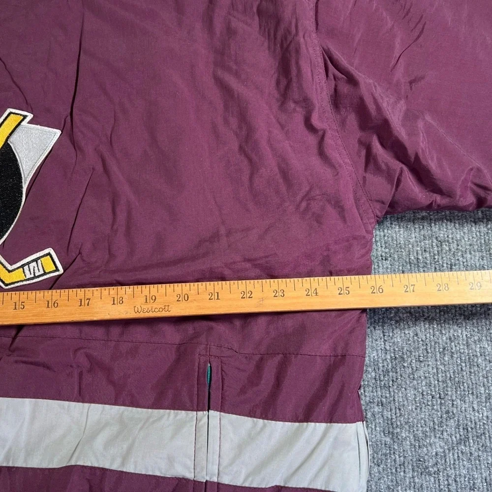 Vintage Apex One Mighty Ducks Puffer Jacket Mens Large Eggplant‎ 90s Quarter Zip